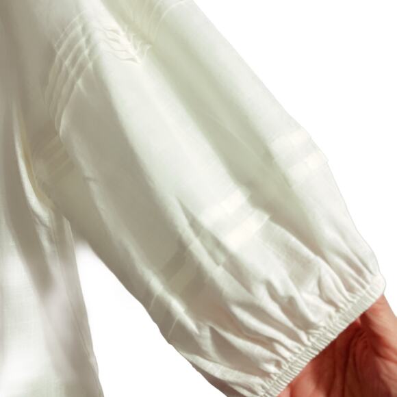 See and Be Seen Cotton Blouse White Size Large Silver Embroidery Poms NWT - Picture 6 of 9